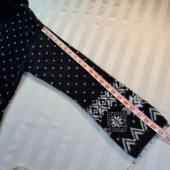 Lands' End Fair Isle Cowl Neck Pullover Sweater Women's M (10-12) Black/White - Picture 7 of 11
